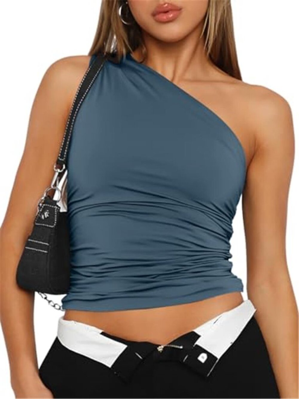 Women's One Shoulder Crop Top Sleeveless Asymmetrical Going Out Shirt